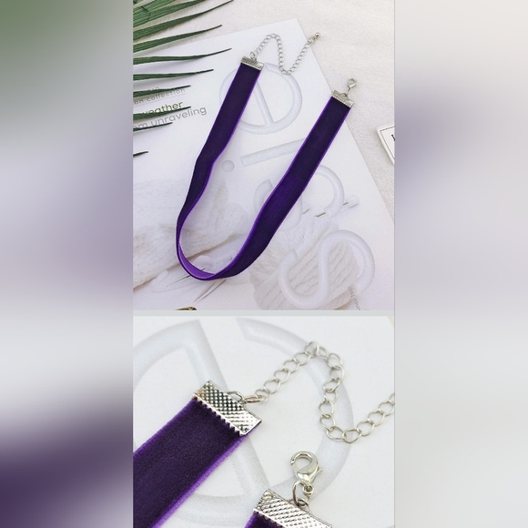 Purple Velvet Choker Necklace - Picture 3 of 4
